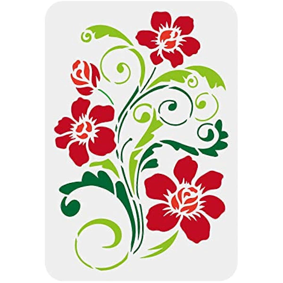 Orchid Stencil Plastic Flowers Drawing Painting Stencils Orchid Blossoms Leaf Pattern Reusable Stencils for Painting on Wood Floor Wall and Tile