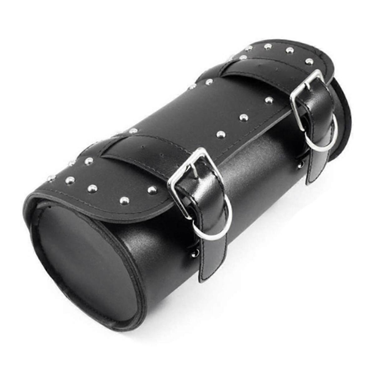Universal Motorcycle PU Leather Tool Bag Front Fork Handlebar Saddlebag Roll Barrel Racing Tail Bar