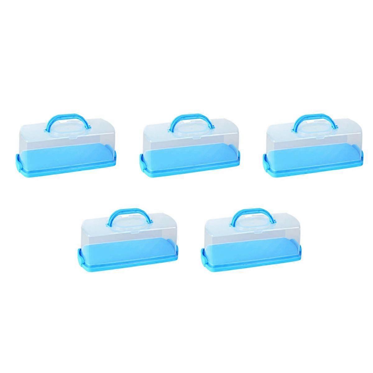 5X Portable Bread Box with Handle Loaf Cake Container Plastic Rectangular Food Keeper Carrier 13 In