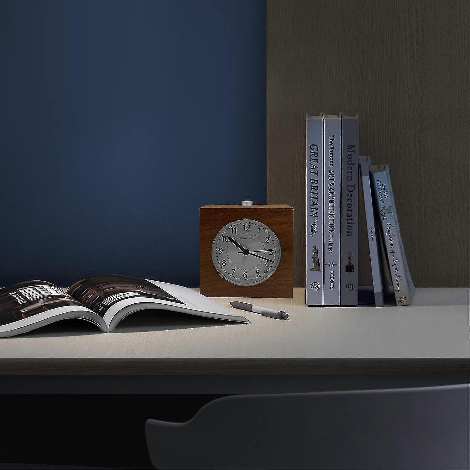 alarm clock battery operated snooze function wooden travel alarm clock light up analog alarm clock silent no ticking needle clock rising sound alarm -