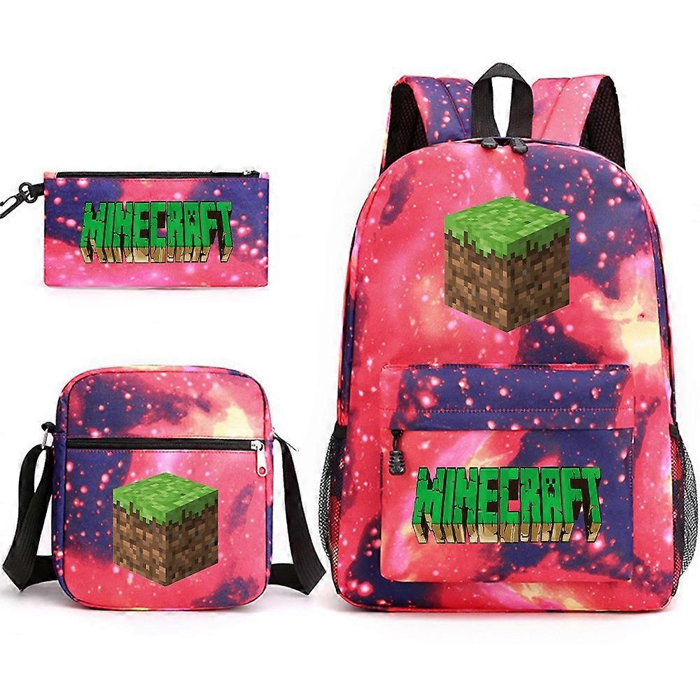 Minecraft School Bag Backpack Pencil Case Shoulder Bag Three-piece Set _23