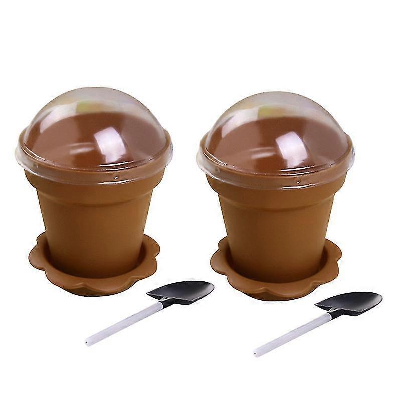 10db virágcserép torta csésze fedél lapáttal lapáttal alsó tálca műanyag joghurt csésze desszert tartály fagylalt mousse