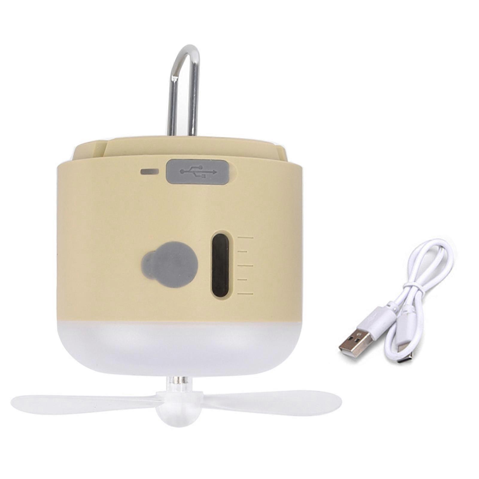 2-in-1 Camping Tent Light with Fan 4 Lighting Modes Spray Function IPX7 Waterproof Rechargeable Mini Light LED Camping Lantern