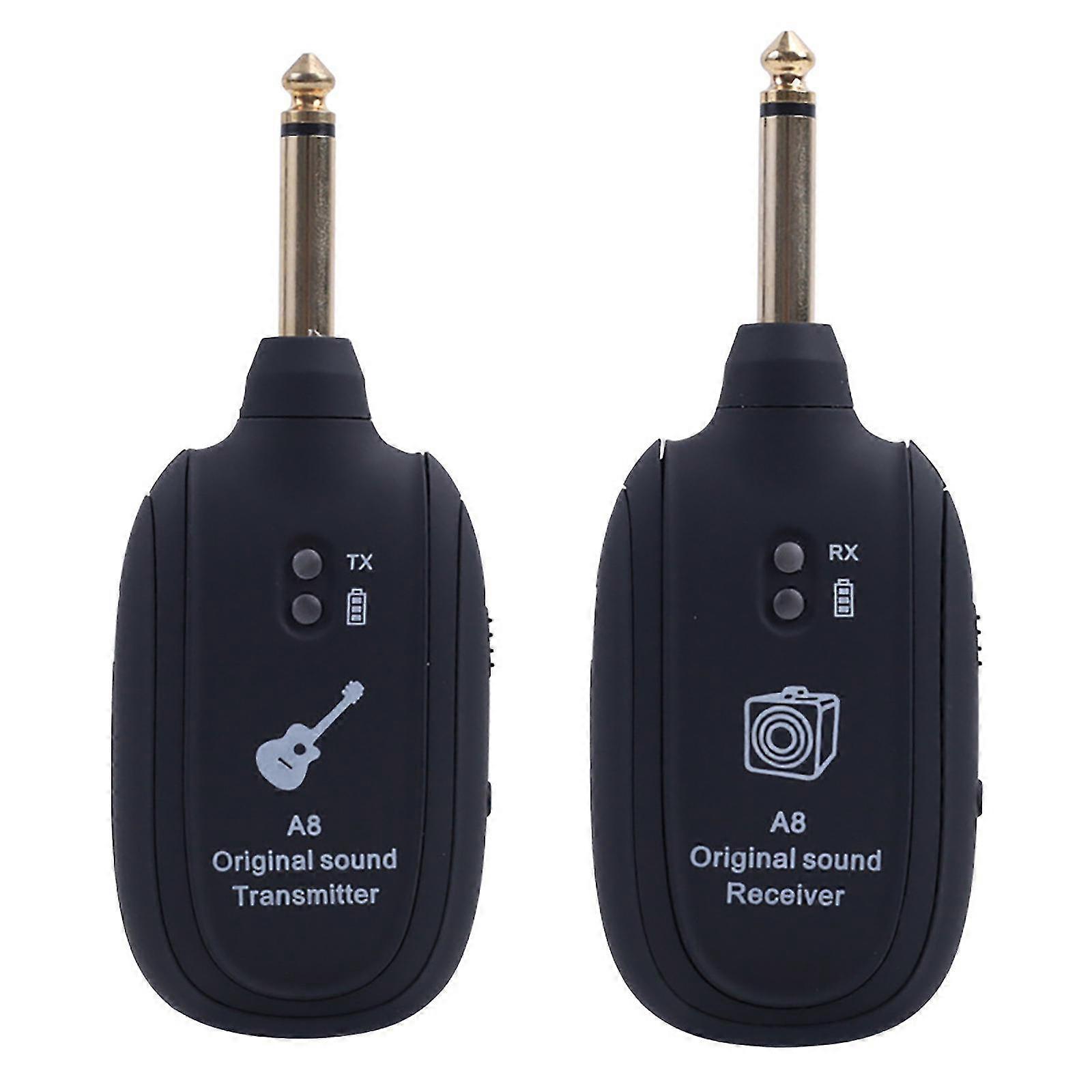 Rechargeable Uhf Guitar Bass Wireless System Transmitter Receiver 50m 4 Channels