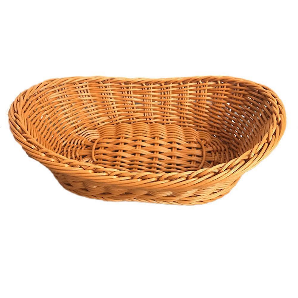 Oval Wickers Woven Basket Rustic Stackable Fruits Snacks Serving Basket for Kitchen Restaurant