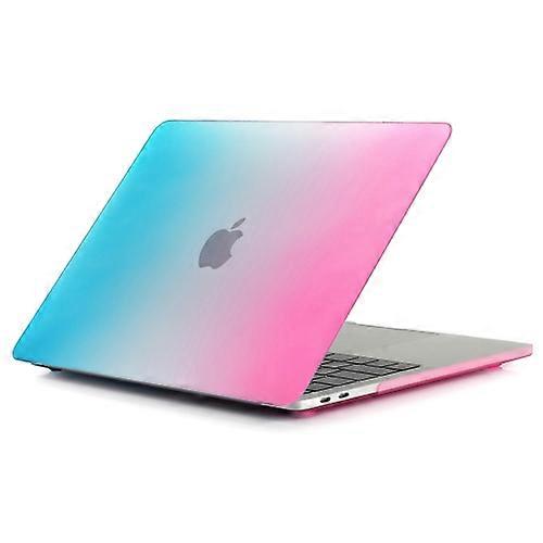 Laptop Rainbow Pattern PC Protective Case for MacBook Pro 15.4 inch A1990 (2018) (Blue + Magenta)