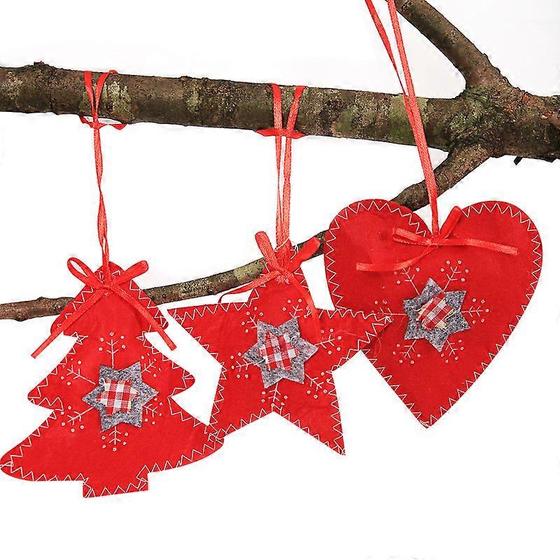 2023 Christmas Tree Decorations 3pcs Christmas Stars Heart Tree Pendant Decorations Christmas Tree Hanging Ornament New