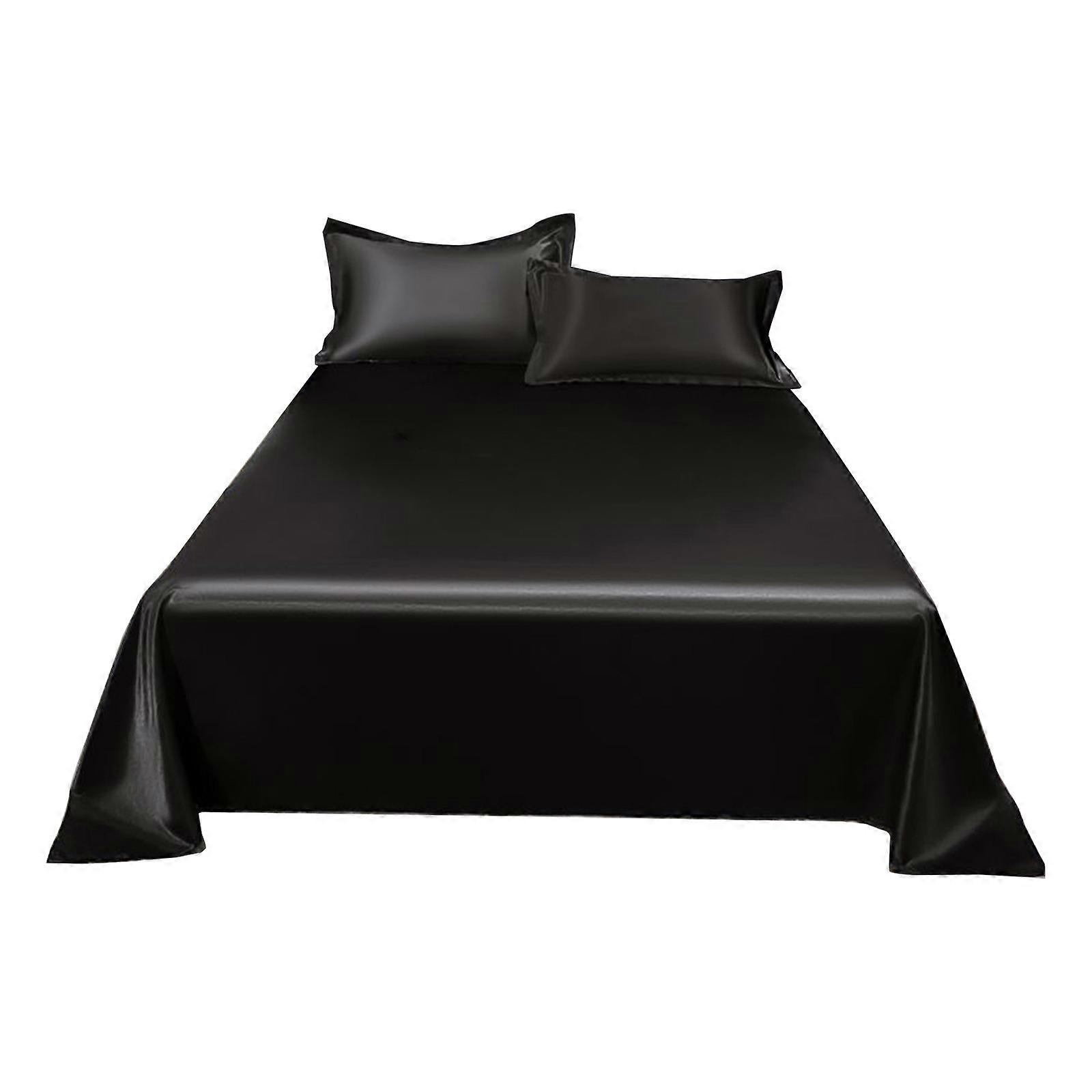 Ice Silk Bed Sheet Pillow Case 3-piece Set - Silky And Luxurious Soft Ice Silk Bed Sheet Suitable For All Seasons Cool Ice Silk Fabric Machine Washabl