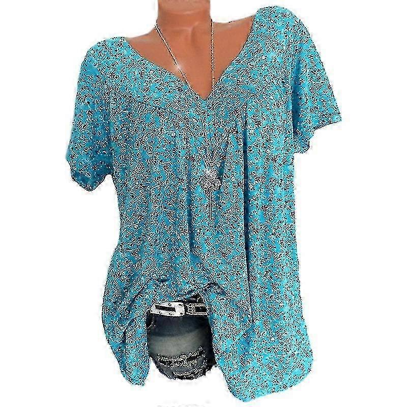 V-neck Pattern Top T-shirt For Women Multiple Sizes Available