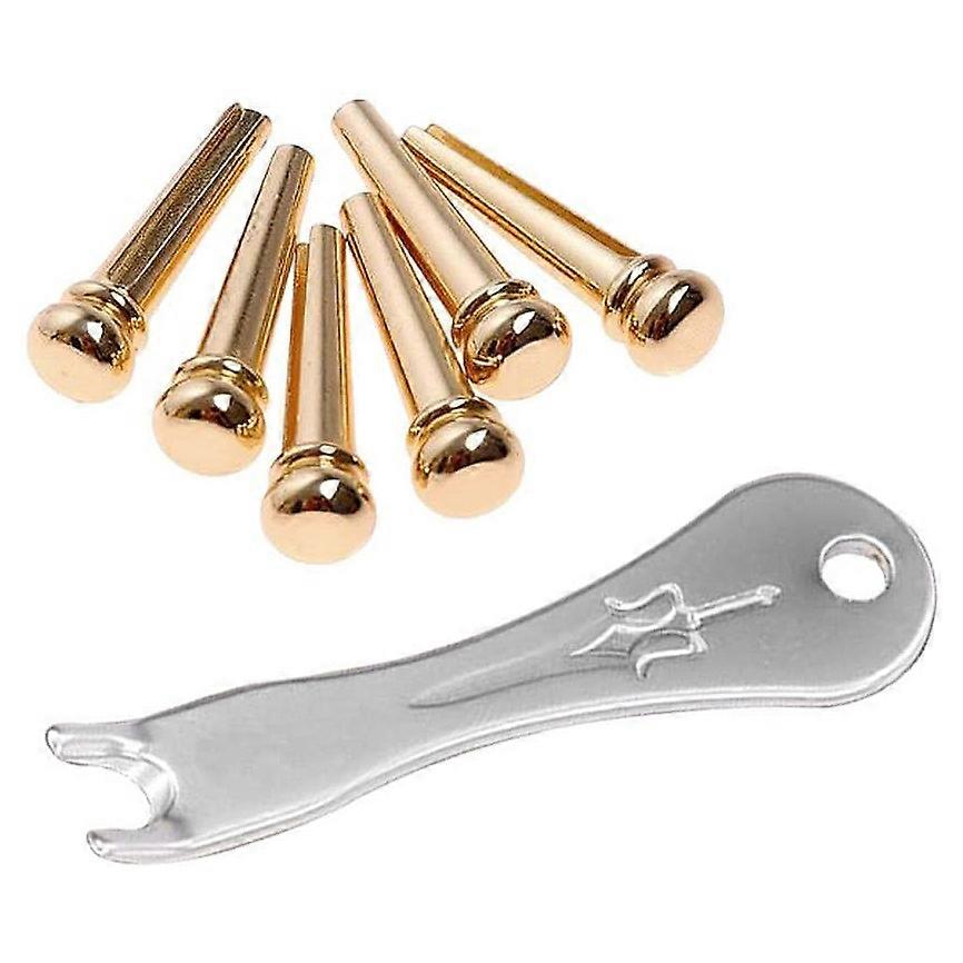 Gitarr Bridge Pins 6st Mässing Endpin För Akustisk Gitarr Med Gitarr Bridge Pin Puller