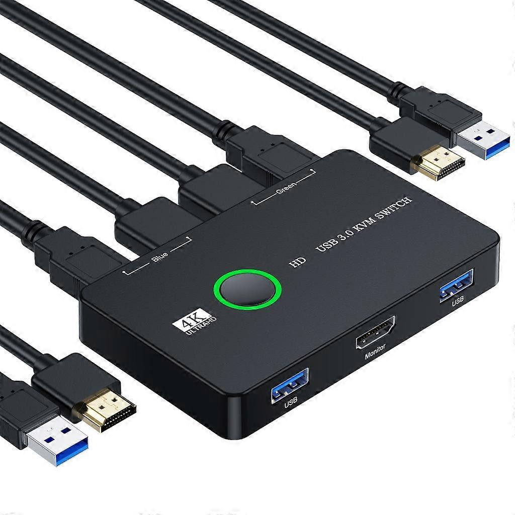 USB 3.0 Switch Selector KVM Switcher Adapter USB3.0 HDMI2.0-compatible Switch Box for PC Scanner Printer One Button