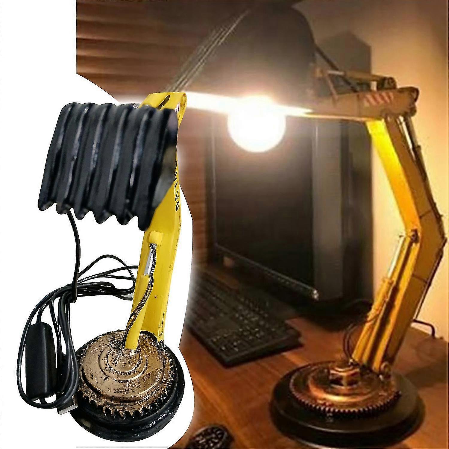 ZHOUBA Lampada da tavolo Stile industriale stabile Digger Shape LED Mobile Excavator Lampada da tavolo per camera da letto