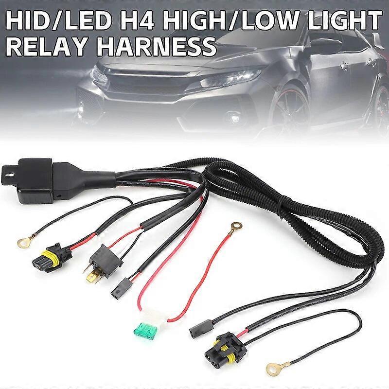 Car headlamp H4 HID LED Relay Harness Wire 1 lead 2 Lamp 12V High Low Bi-LED Projector Lens Cables for headlght fog light lens