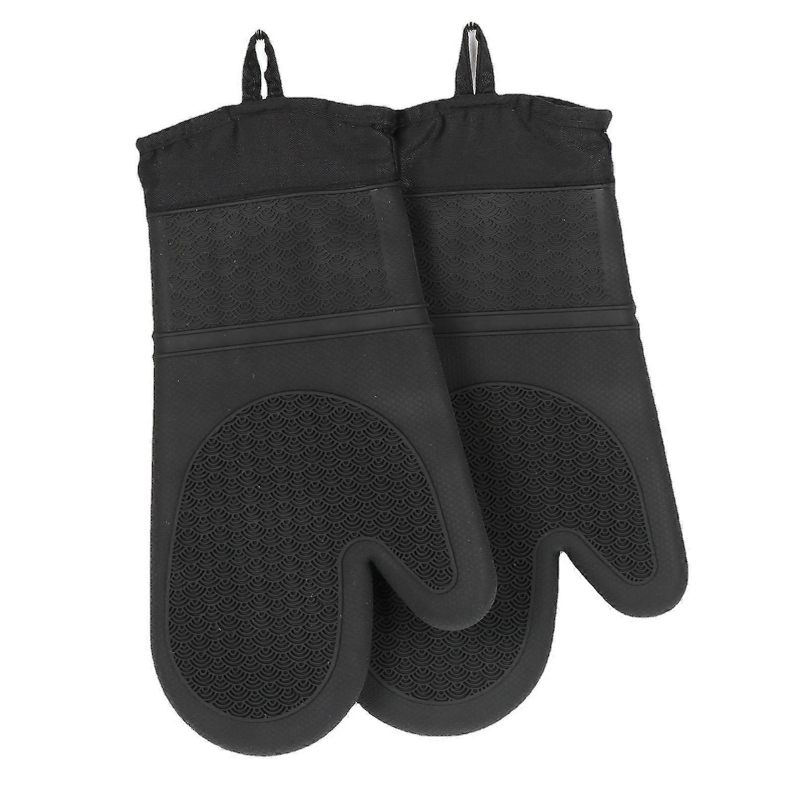 Starlight-thick Silicone And Cotton Oven Baking Gloves,black