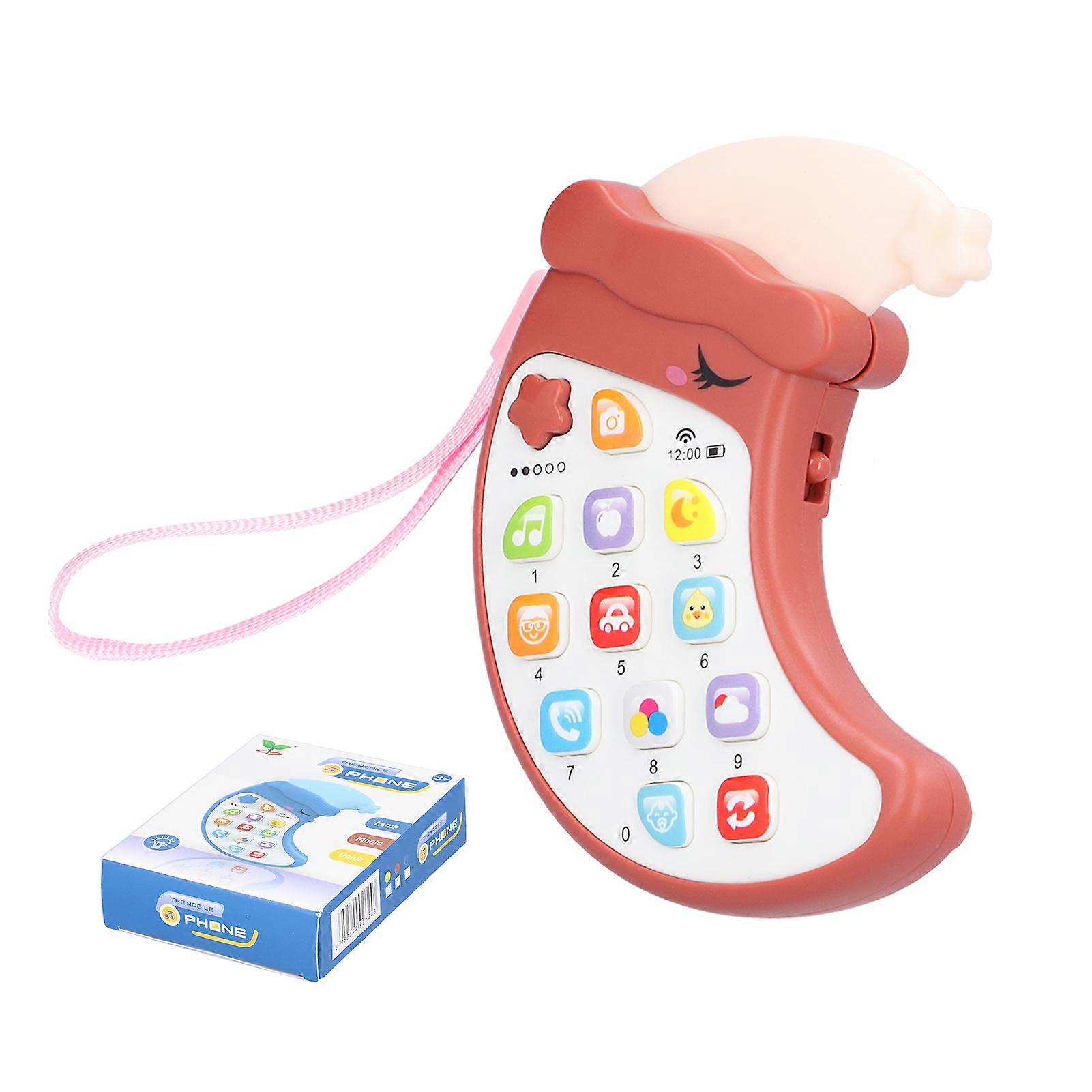 Kids Phone Toys Moon Shape Early Educational Learning Mobile Phone with Music LightRed