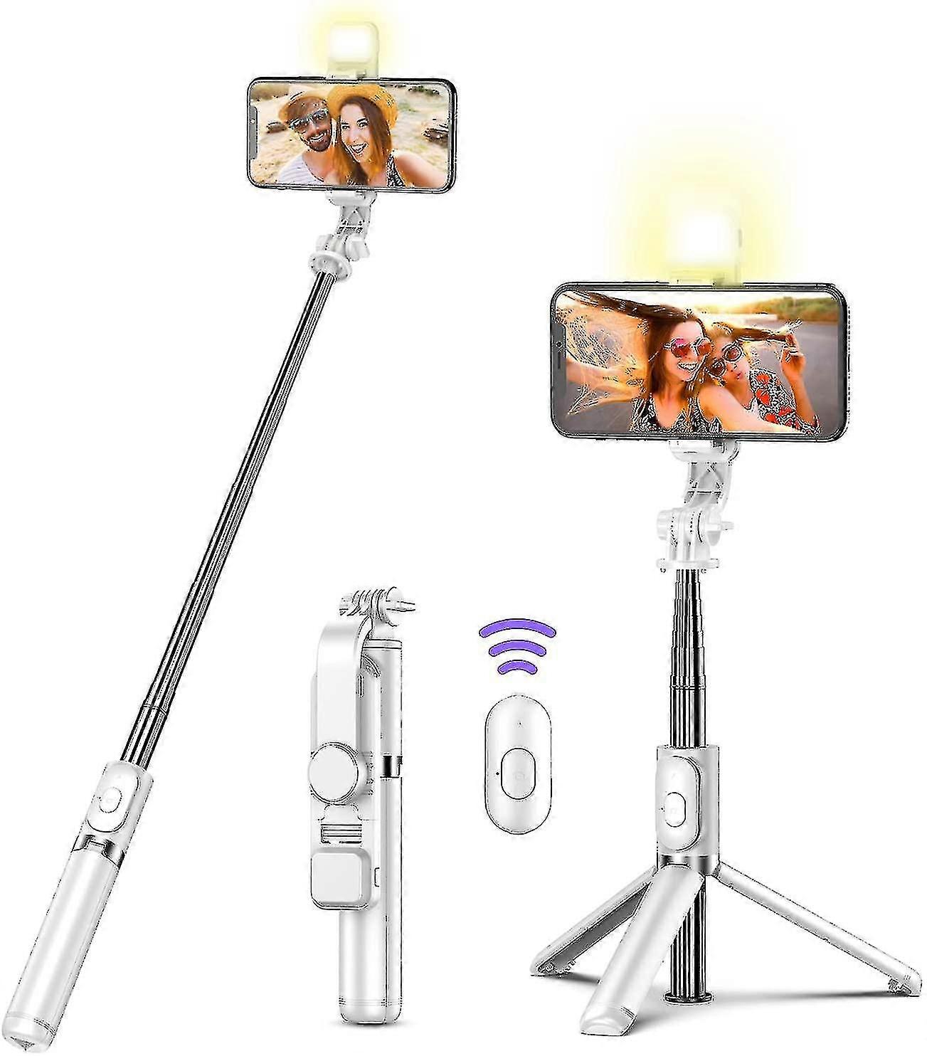 Selfie Stick Stativ mit Fernbedienung, mit LED-Ringlicht, abnehmbar