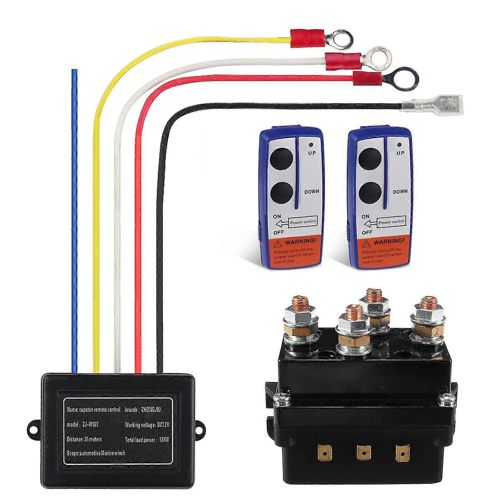 12v 250aウィンチリモートコンタクタウインチ制御ソレノイドリレーツインワイヤレスリモートキットカーバイクオフローダアクセサリ