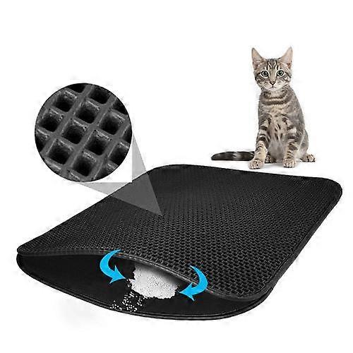 Double layer foldable cat litter cleaning pad