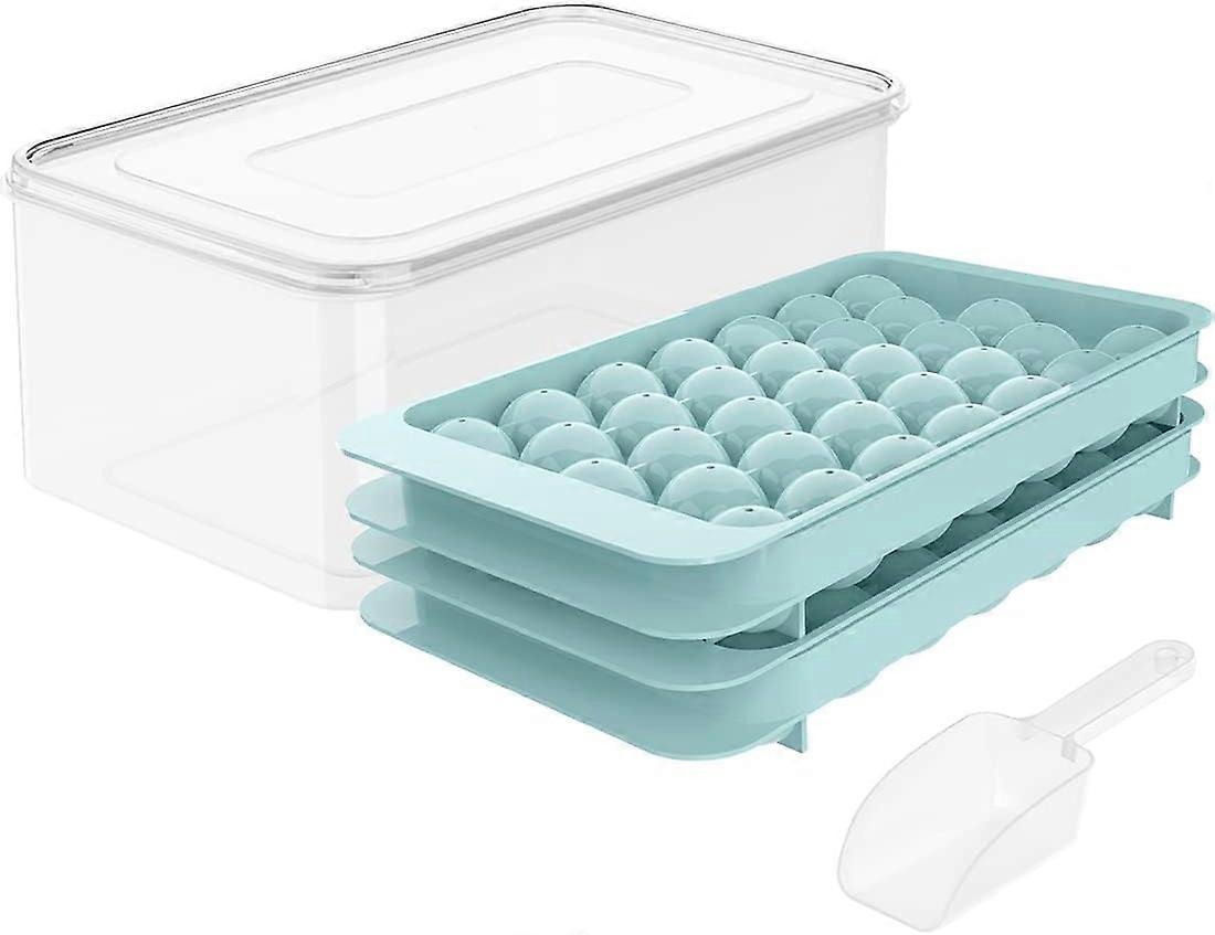 Round Ice Cube Tray with Lid and Container Ice Maker Mold for Refrigerator