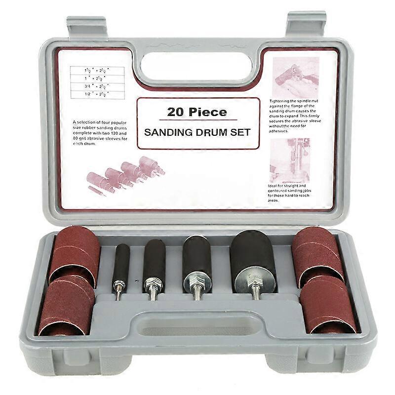 20pcs Spindle Sanding Drum Sander Tool Kit with Case for Drill Press