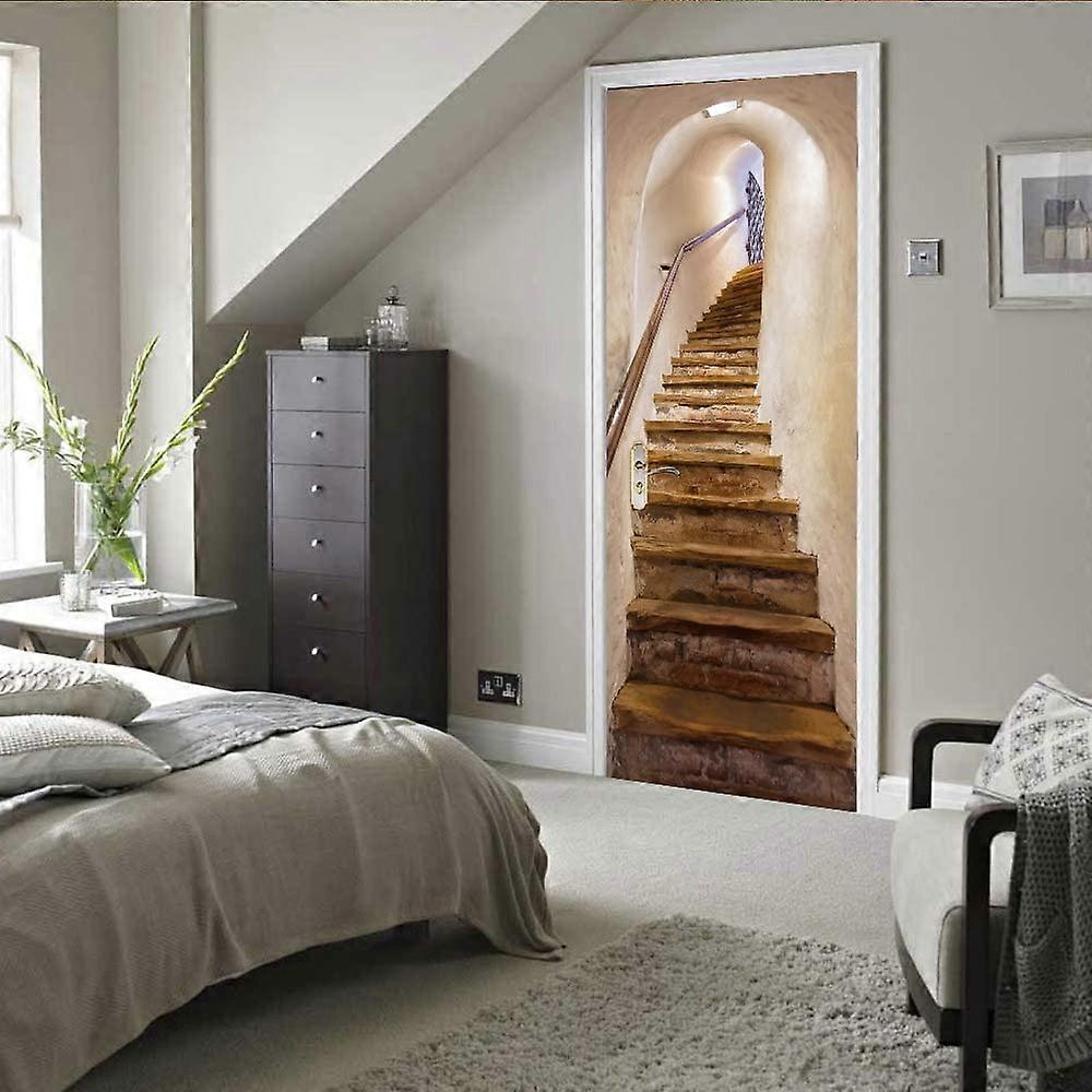 Deursticker Steen Baksteen Deursticker 3D Country Retro Behang Trompe l'Eye Stickers Muurdecoratie Poster Voor Woonkamer Slaapkamer 85 x 200 cm a.6456