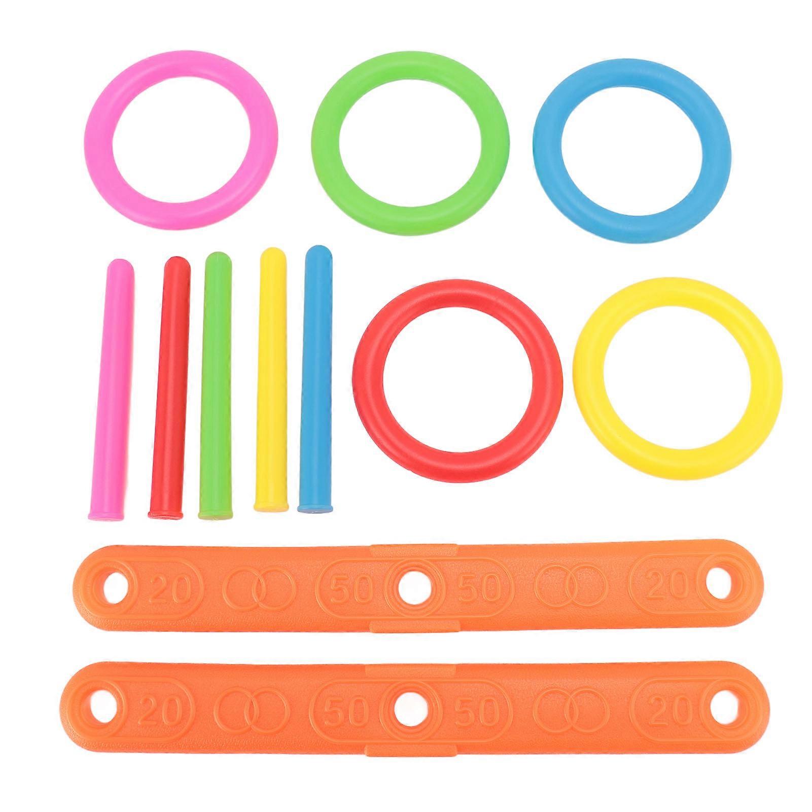 Circle Toss Game Set Hand Eye Coordination Exercise PET 5 Colorful Rings Outdoor Games for Toddlers Kids
