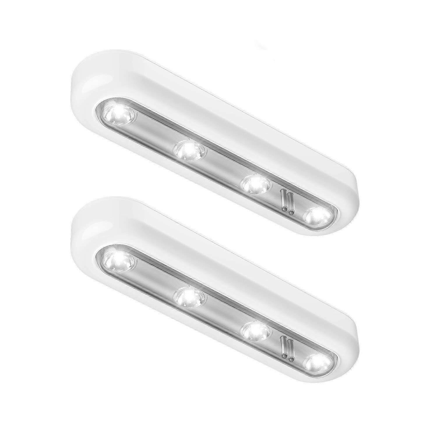Touch Closet Lights, 2Pcs 4 LED Touch Tap Lights Stick-on Anywhere Push Lights Cordless Touch Sensor LED Lights