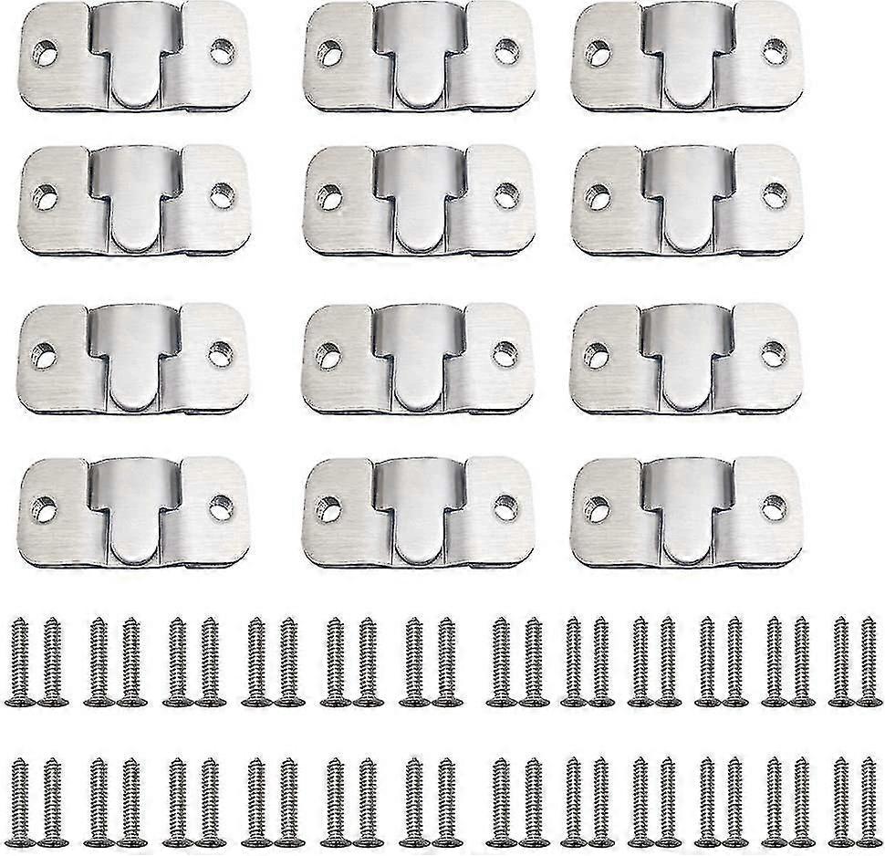 24 Pieces Sofa Furniture Connector, Embedded Concealed Mounting Bracket With 48 Screws, Stainless Steel Wall Hardware Buckle