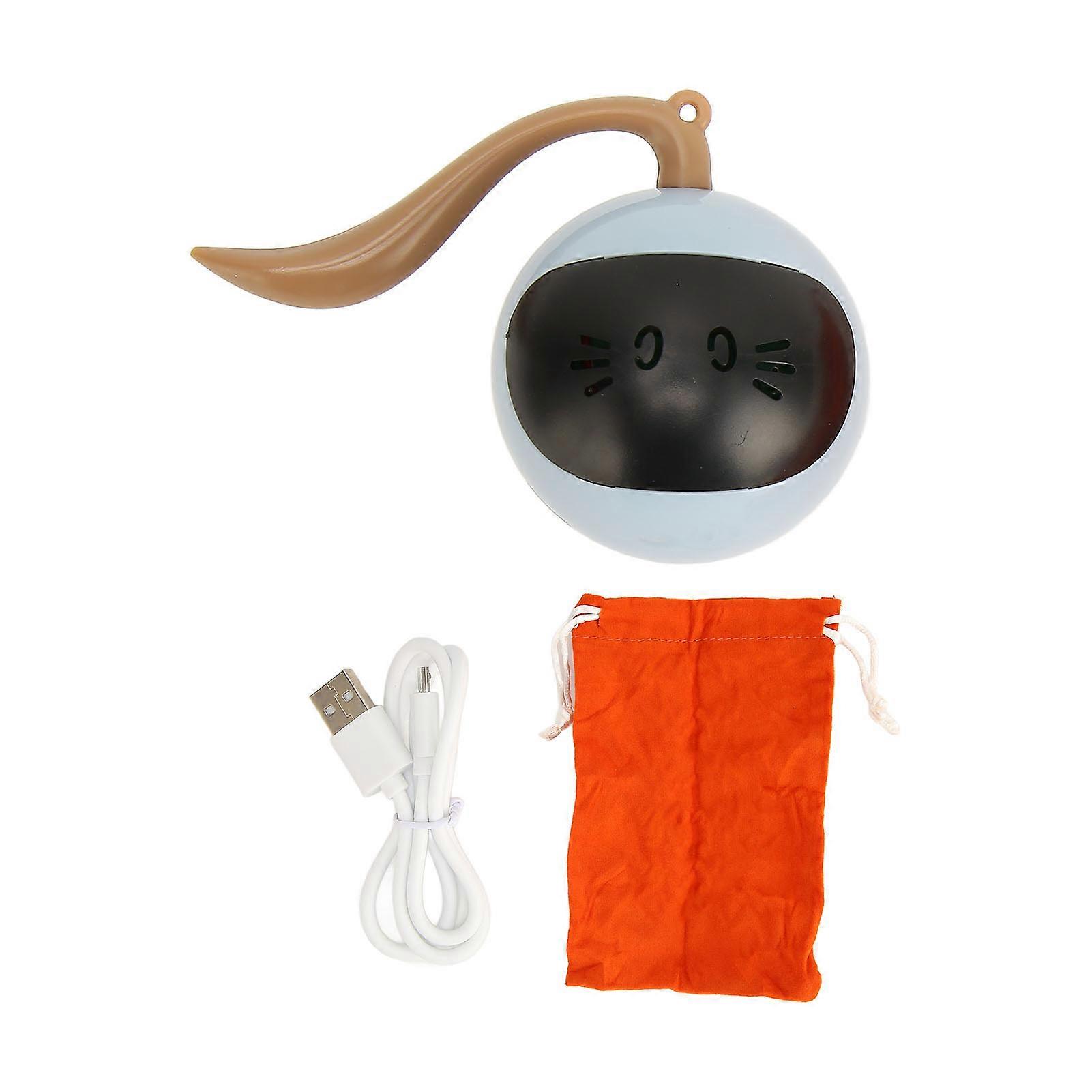 Automatic Cat Ball Toy Touch Control USB Rechargeable Interactive Smart Kitten Rolling Ball with LED Colorful Light Blue