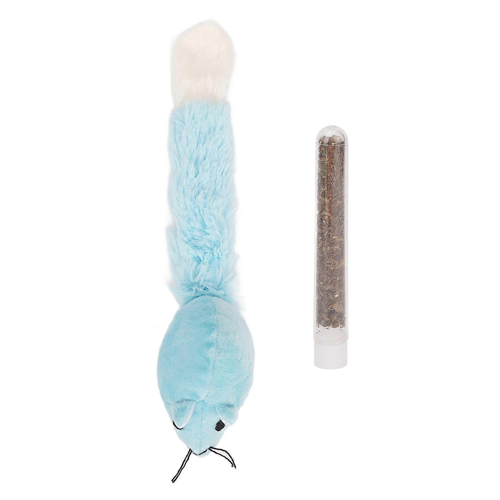キャットニップぬいぐるみロングテールマウスシェイプインタラクティブソフトキャットぬいぐるみキャットニップ付きプレイティースクリーニングブルー