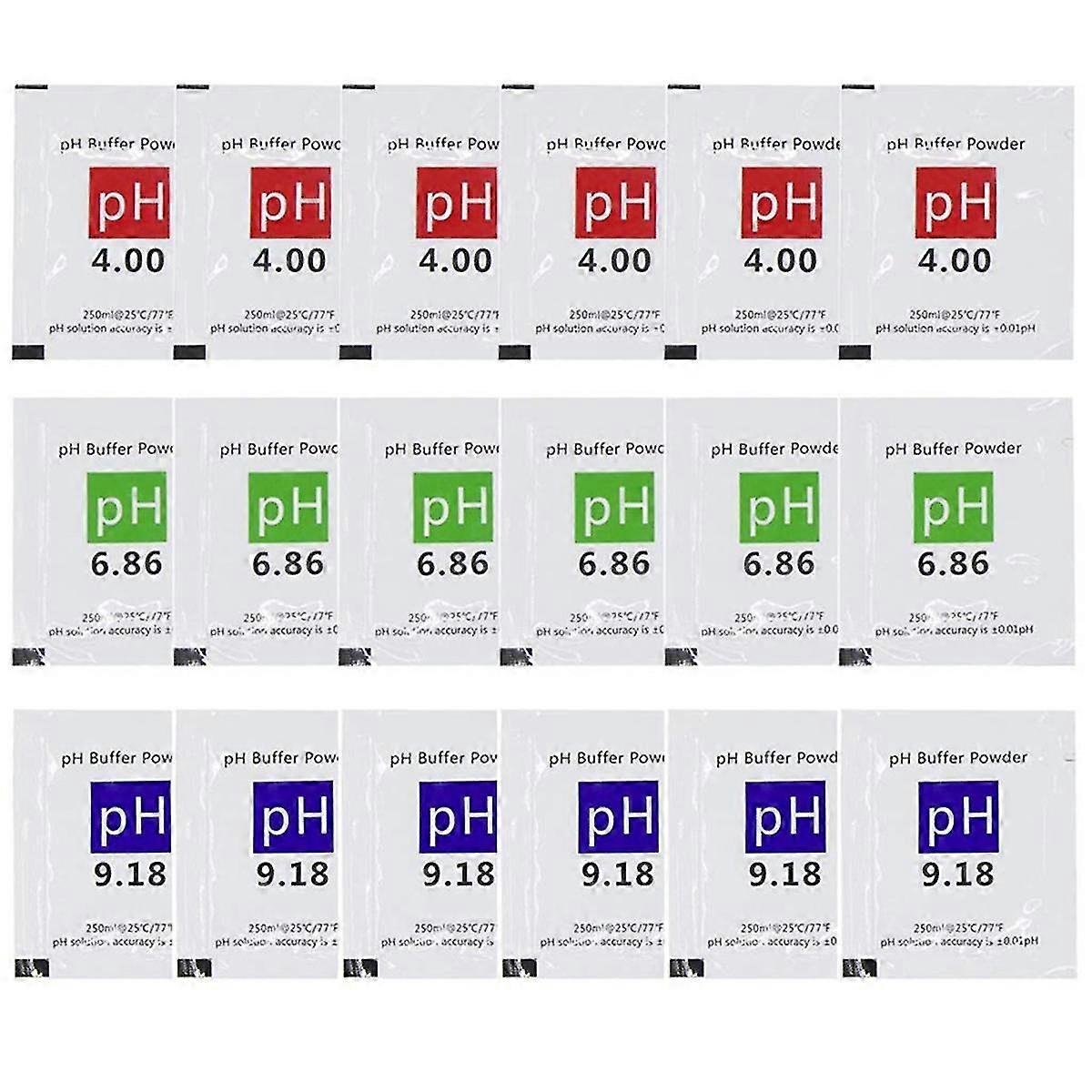 18 Pack PH Meter Buffer Solution Powder 6.86/4.00/9.18, PH Calibration Solution Packets for Precise PH Meter