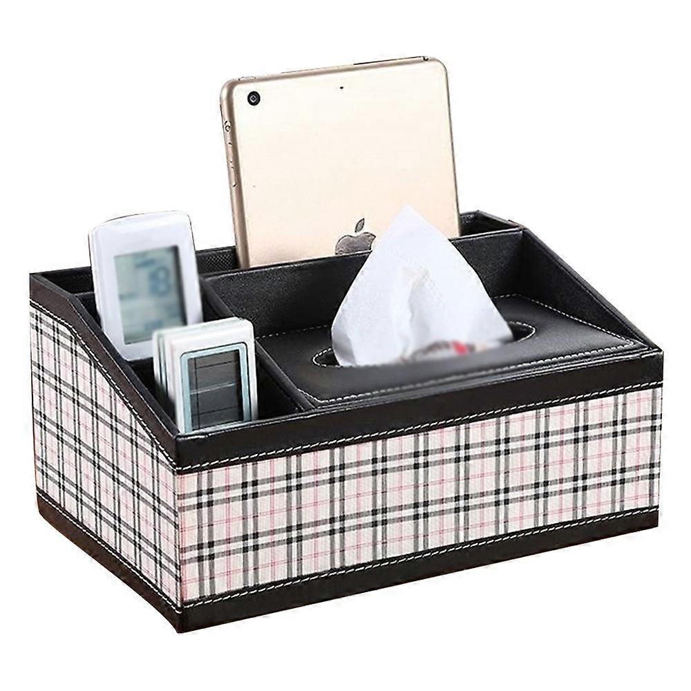 Multifunctional Leather Tissue Box Coffee Table Desktop Remote Control Storage Box Style3