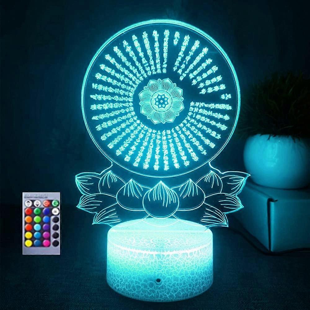 Xcy Lampe de nuit Bouddha 3D Illusion 16 Changement De Couleur Télécommande Table Bureau Décoration