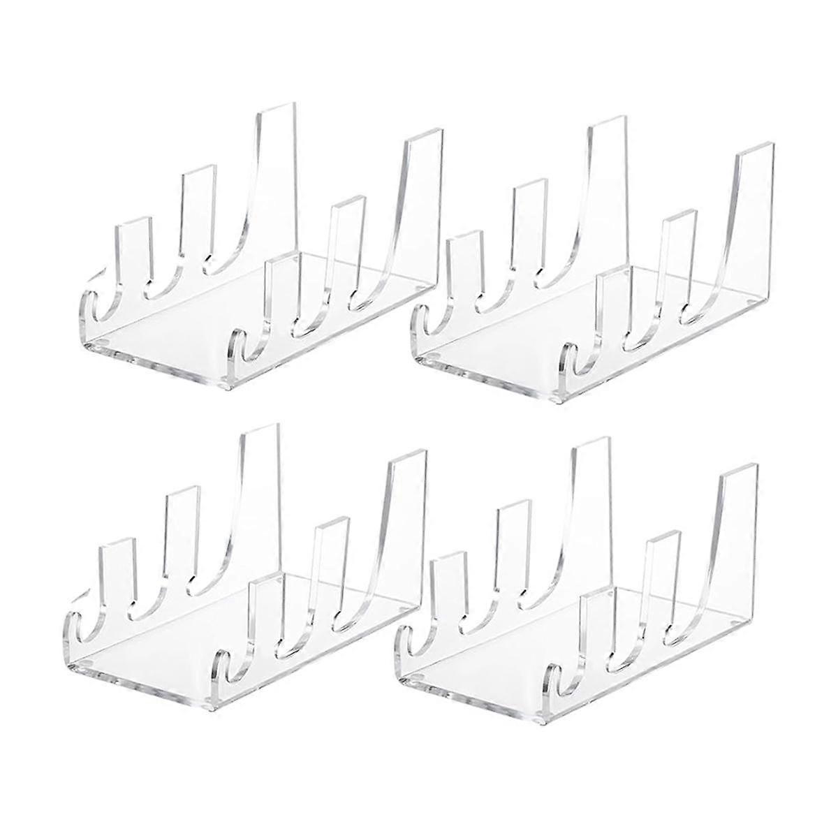 4 Pcs Plate Dinnerware Display Stand Acrylic Clear Plate Stand China Platters Plate Holder Setting Plate Racks