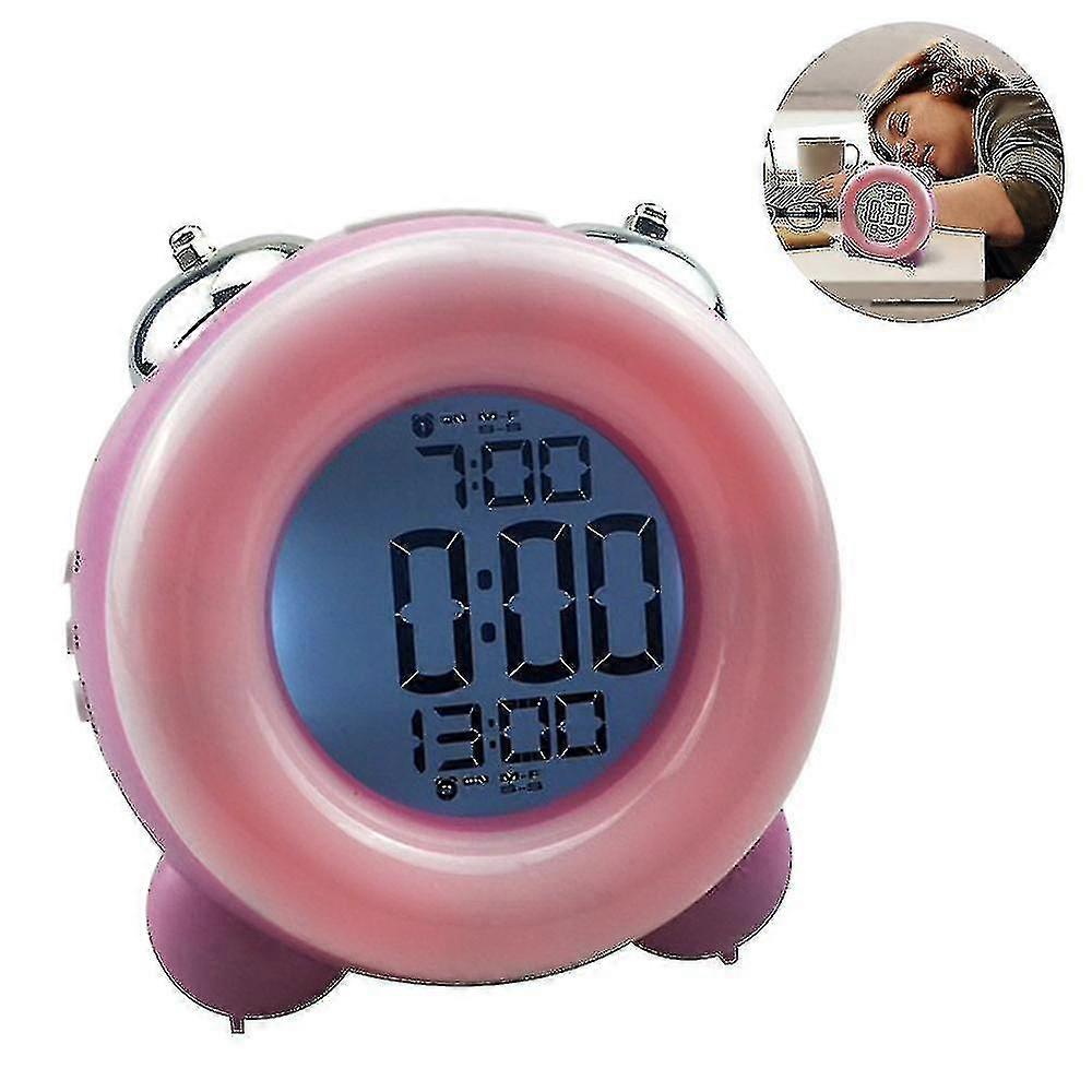Simple Digital Clock Loud Alarm Clock - Battery Operated Easy To Set Electronic Twin Bell Snooze Portable LCD Clock for Kids