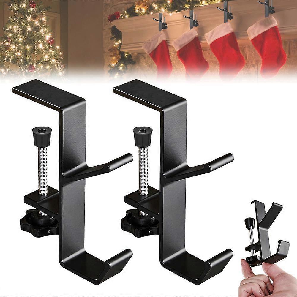 2 in 1 Garland and Stocking Mantel Holders, 2025 New Adjustable Fireplace Stocking Hooks Double Door Garland Hanger with Hooks, Heavy Duty Stocking Ho