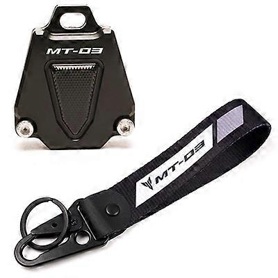CNC Key Cover Case Shell &amp; Embroidery Badge Keyring For YAMAHA MT03 MT-03 MT 03 2014-2023 2022 Motorcycle Accessories