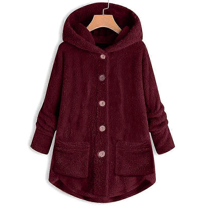Guoguo Mulheres Fleece Com Capuz Teddy Bear Jacket Top Sólido