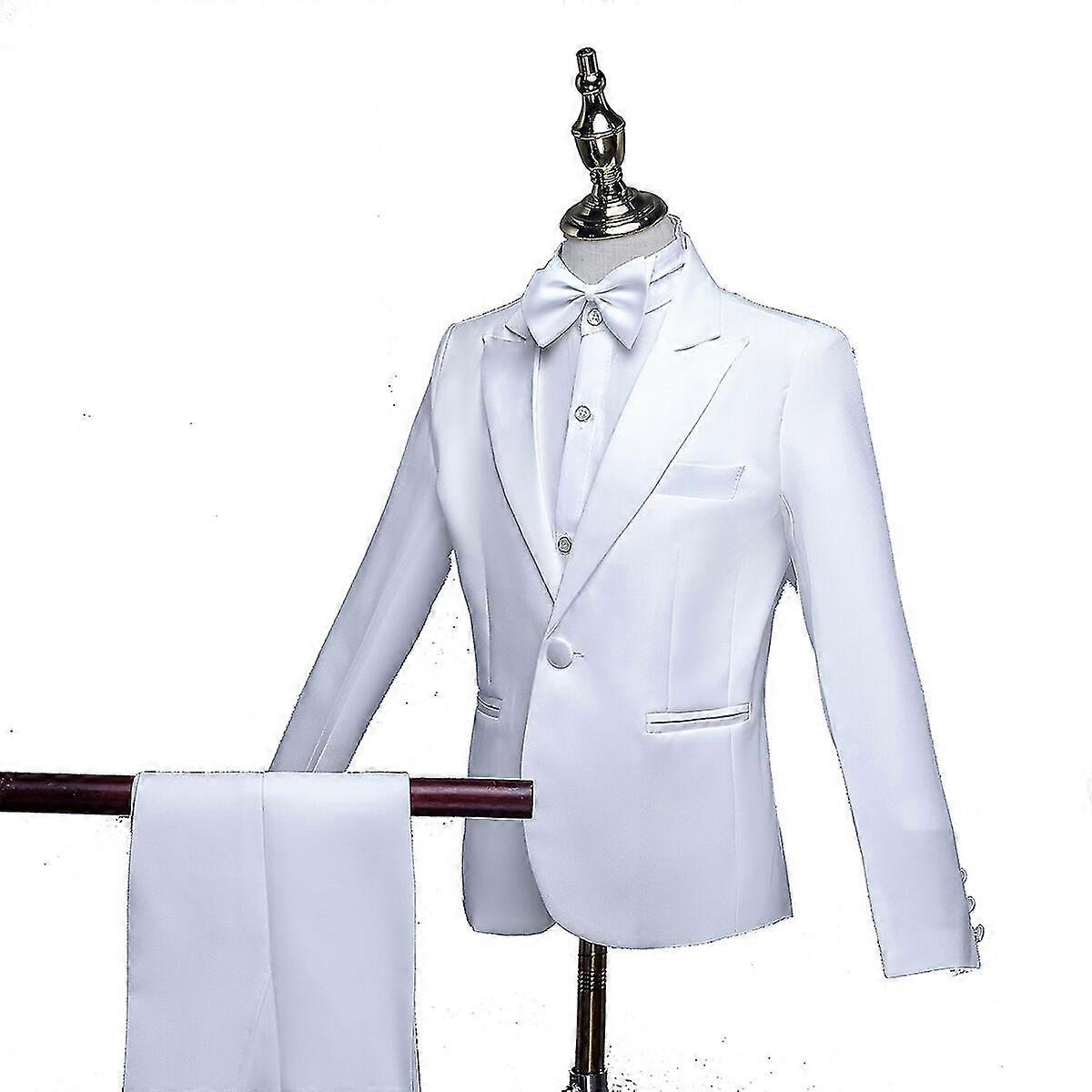 VAWAN Boys 2-Piece Solid Color Peaked Lapel One Button Suit for Weddings, School Ceremony, Parties