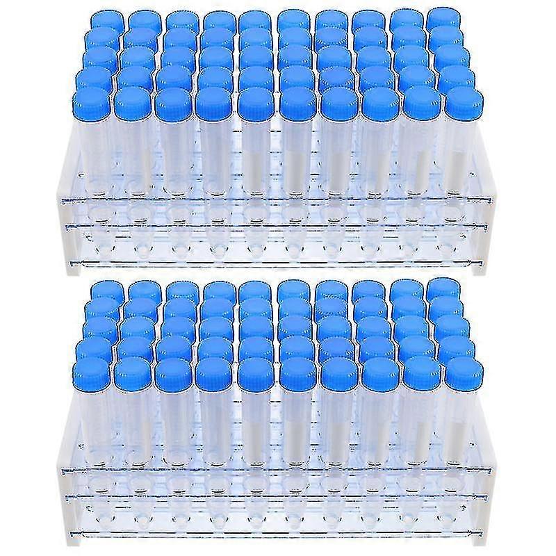 100st Experiment Provrör 15 ml Plastcentrifugrör Med 2st Rörställ