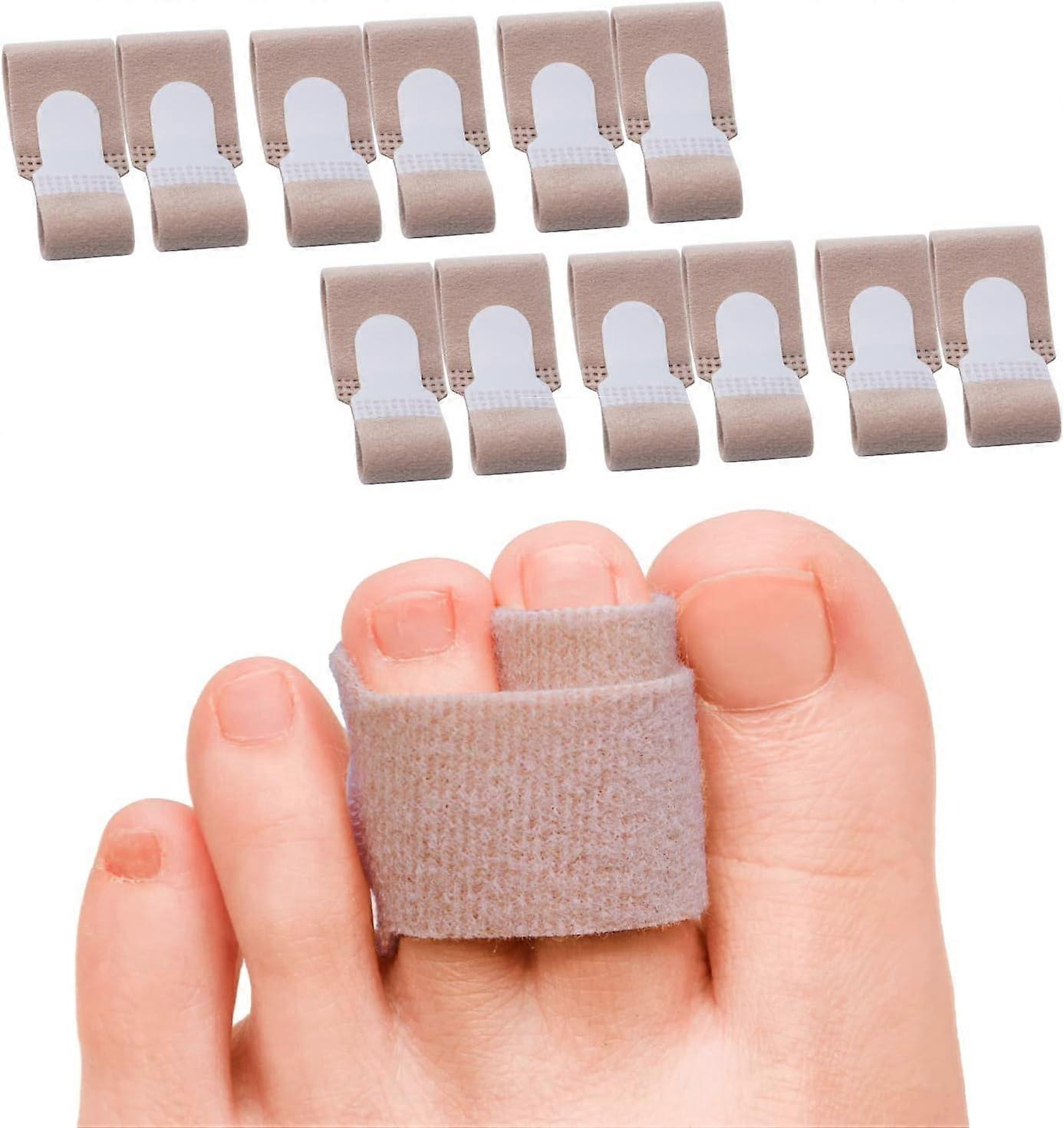 Toe Corrector Straightener for Women Toe Wraps, 12 Packs of Toe Tapes, Toe Splint for Broken Toes Corrked Toes, Toe Brace, Beige