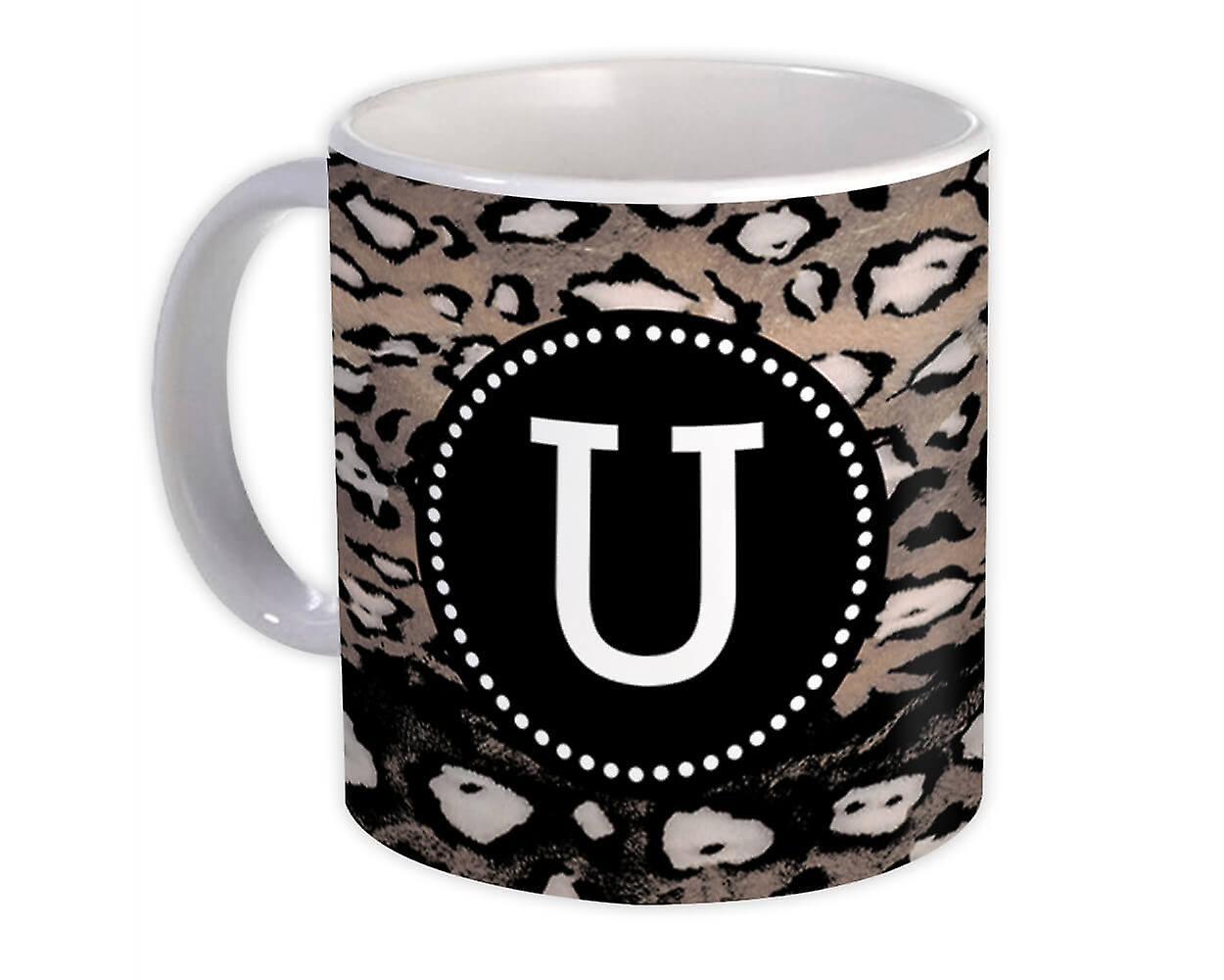 Gift Mug: Monogram Letter U Cheetah