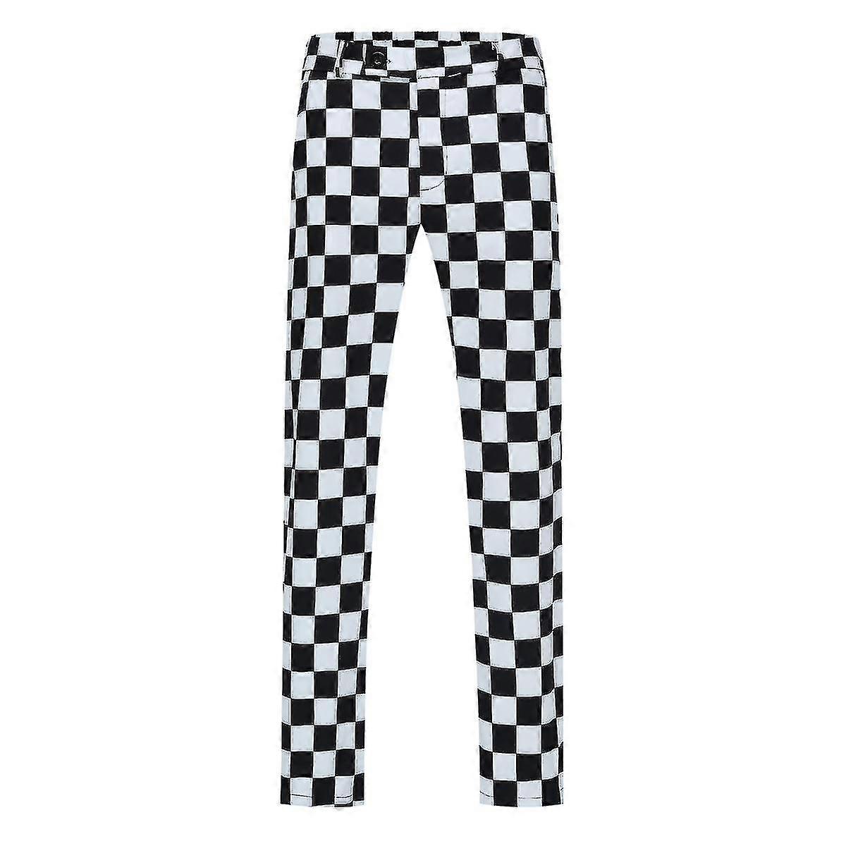 رجل مستقيم الساق منقوشة بنطلون عارضة