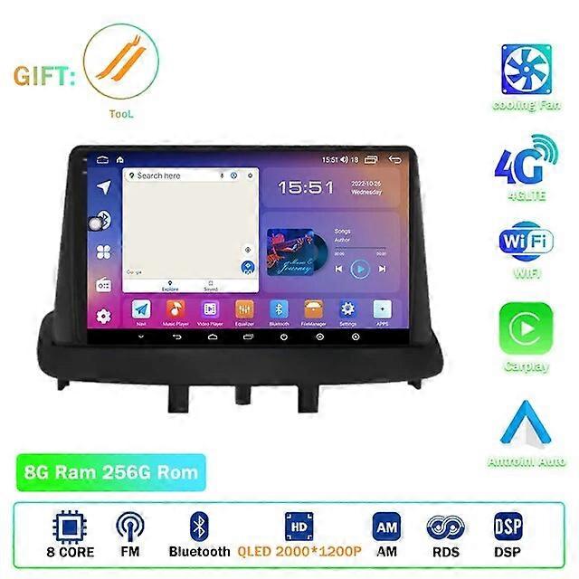 För Renault Megane 3 Fluence Samsung SM3 2010-2014 Radio Carplay Bil Multimediaspelare Intelligent System Android 13 Navigering