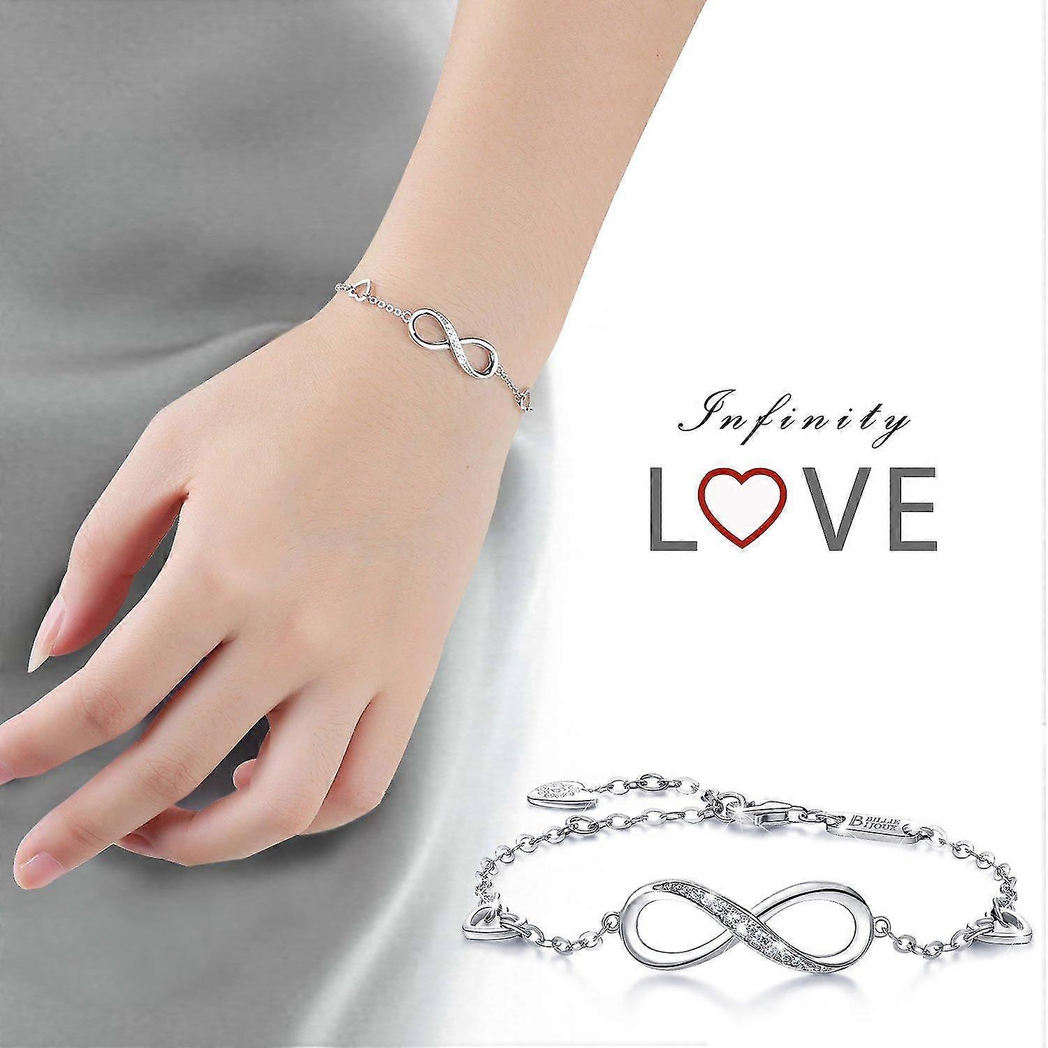Infinity Armband Aus 925 Sterling Silber Mit Zirkonia – Verstellbar, Geschenk Für Frauen & Mamas