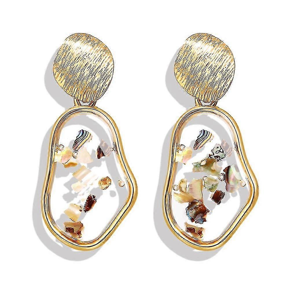 irregular square shell alloy acrylic geometric jewelry earrings