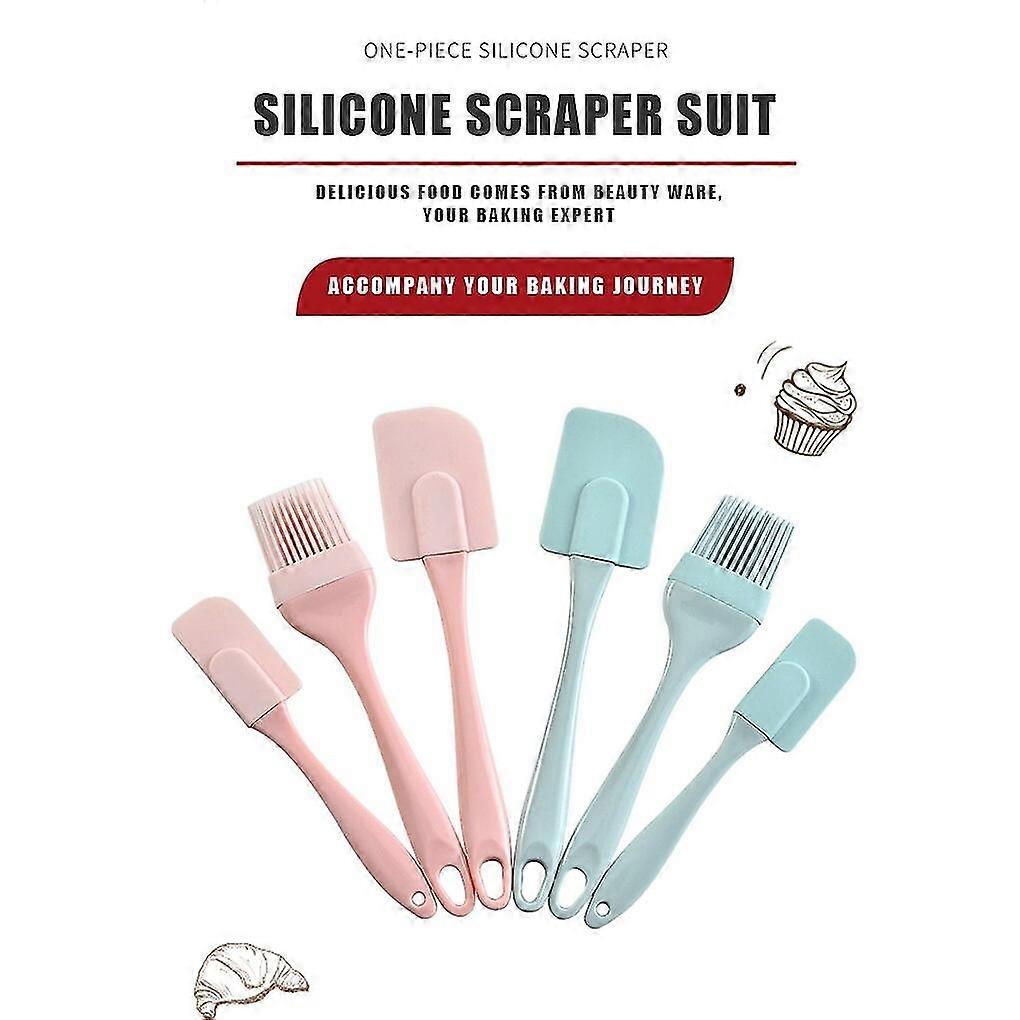 3pcs Silicone Cream Scraper Diy Bread Cake Butter Spatula Mixer Oil Brush Kitchen Baking ToolGreen