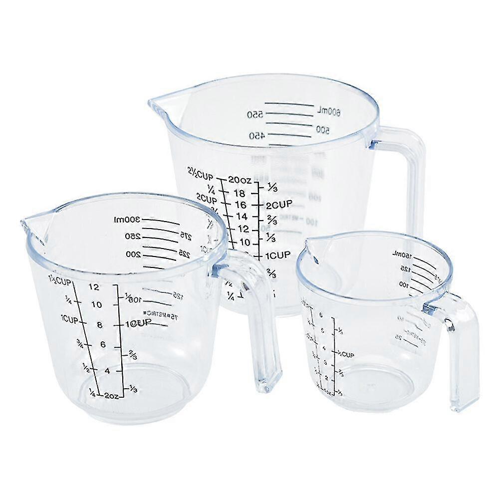 3pcs Transparent Graduated Cups Baking Cups Liquid Measuring Cups With Scale-c