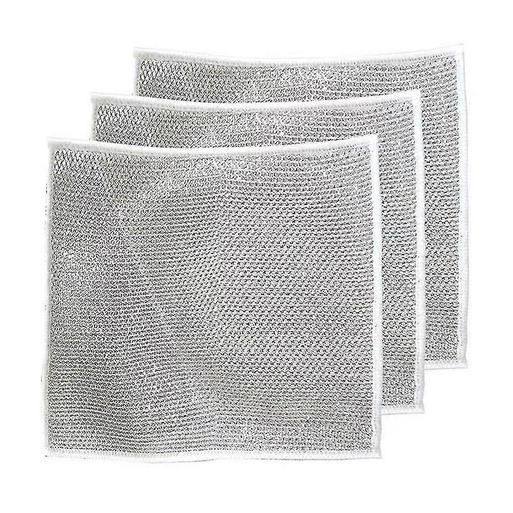 3 قطع 20 سم أسلاك الفولاذ الصحون طبقة مزدوجة غير لاصقة النفط الحديد Dishrag المطبخ عموم وعاء أطباق تنظيف خرقة نابيري الصحون الخرق