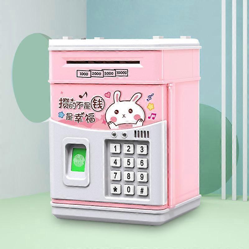 Piggy Bank Auto Scroll Money Coin Safe Boxes Password Code Simulation Electric Dual Lock Fingerprint ATM Machine for Children